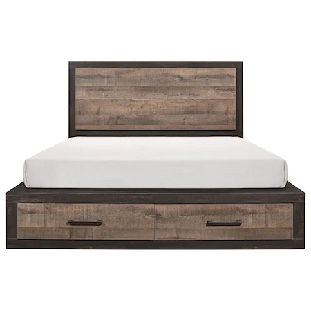 Contemporary Queen Platform Bed with Footboard Storage